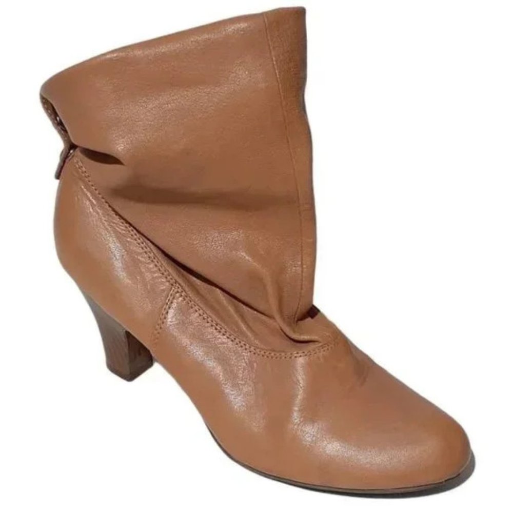 Report Women's Tan Leather Slouch Boots Snap on Detail Sz 8 M Style :KAI…